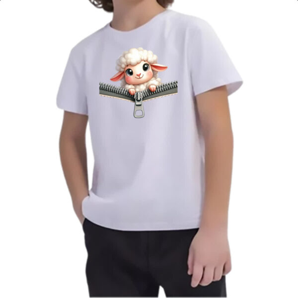 Camiseta Infanto Juvenil Ovelha no ziper - Imagem 2