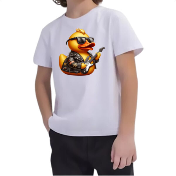 Camiseta Infanto Juvenil Patinho de borracha Rockeiro - Imagem 2