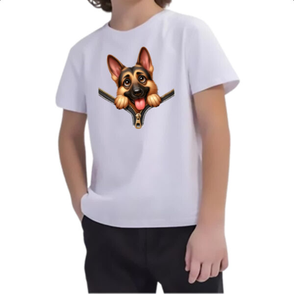 Camiseta Infanto Juvenil Pastor Alemao no Ziper - Imagem 2