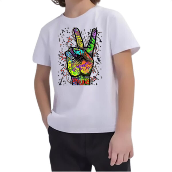 Camiseta Infanto Juvenil Paz e amor grafite - Imagem 2