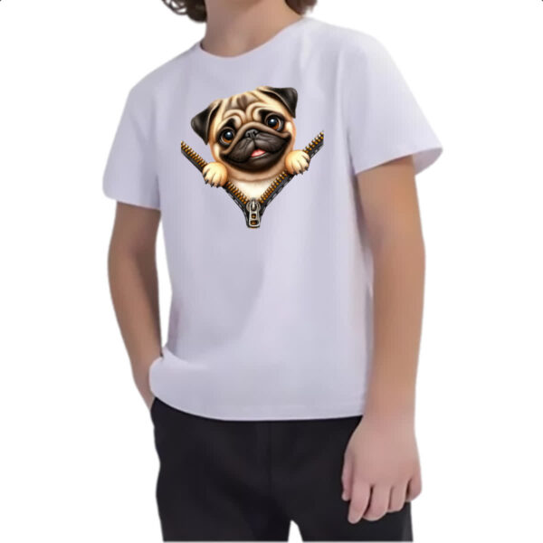 Camiseta Infanto Juvenil Pug no Ziper - Imagem 2