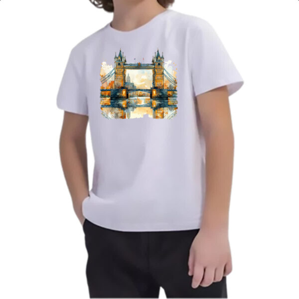 Camiseta Infanto Juvenil Ponte de Londres watercolor - Imagem 2