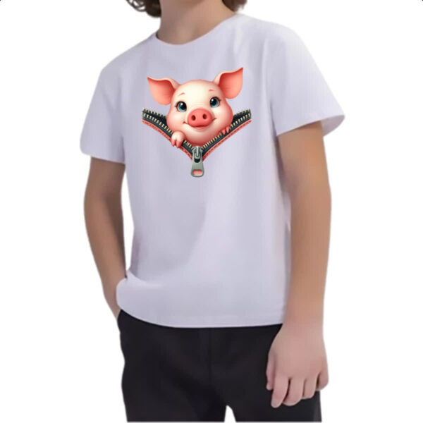 Camiseta Infanto Juvenil Porco no ziper - Imagem 2