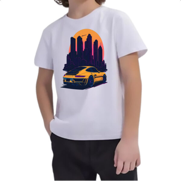 Camiseta Infanto Juvenil Porsche Amarelo Sunset - Image 2