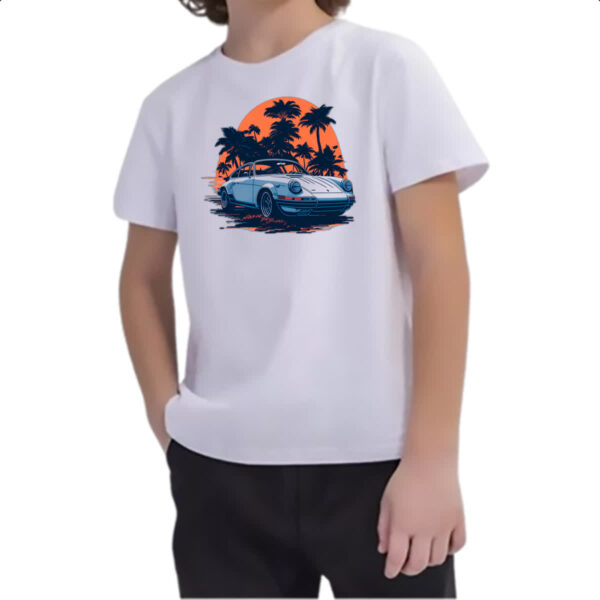 Camiseta Infanto Juvenil Porsche Branco Sunset - Imagem 2