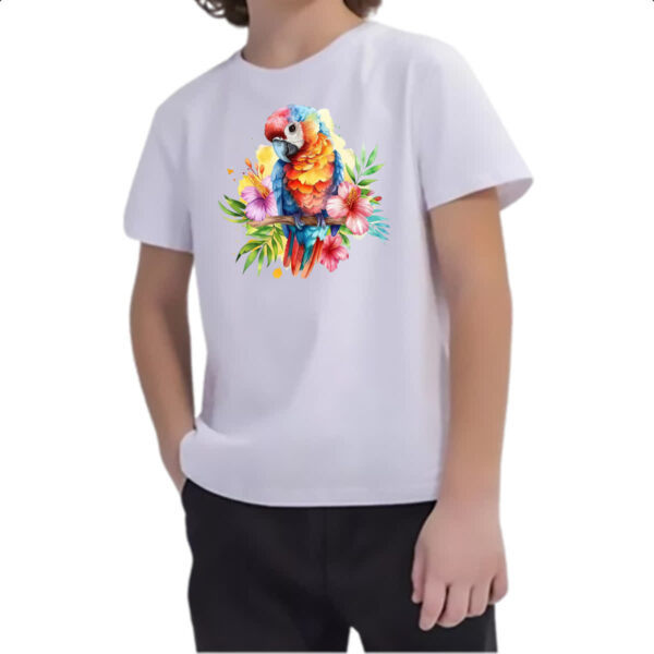 Camiseta Infanto Juvenil Arara na flor - Imagem 2