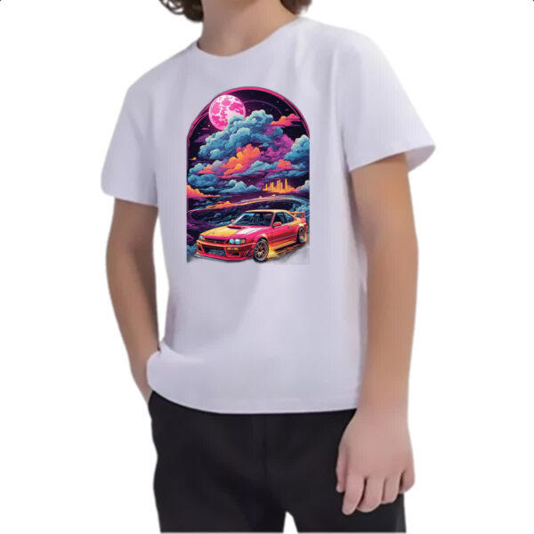 Camiseta Infanto Juvenil Racing Car Neon Art vibrant - Imagem 2