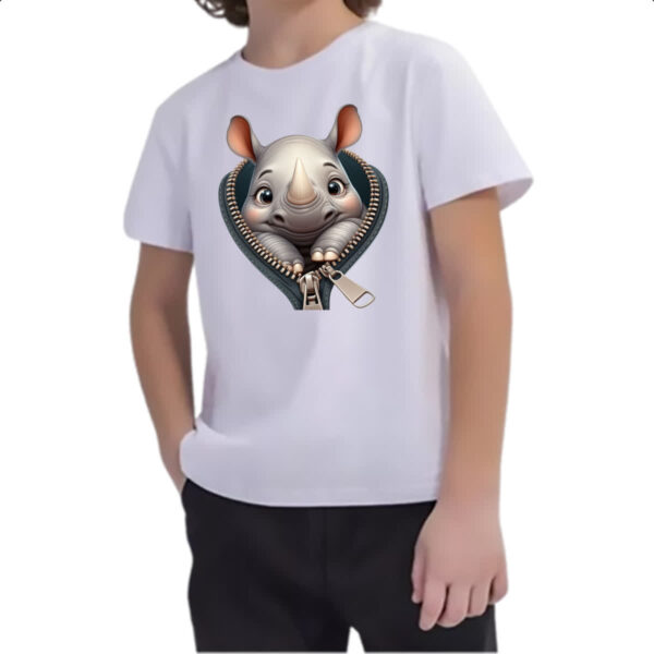 Camiseta Infanto Juvenil Rinoceronte no ziper - Imagem 2