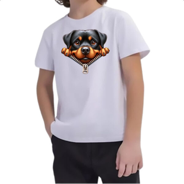 Camiseta Infanto Juvenil Rottweiler no Ziper - Imagem 2