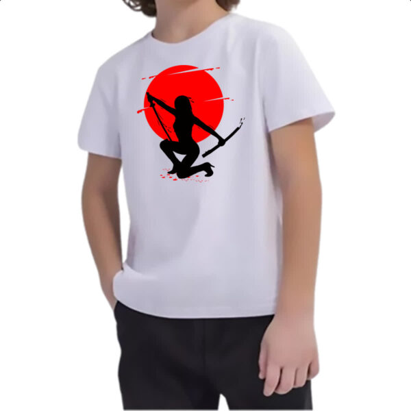 Camiseta Infanto Juvenil Samurai girl silhueta - Imagem 2