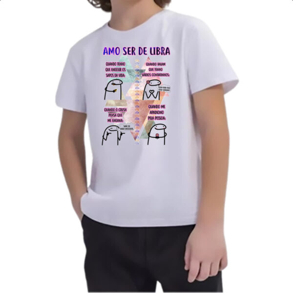 Camiseta Infanto Juvenil Signo Amo ser de Libra - Imagem 2