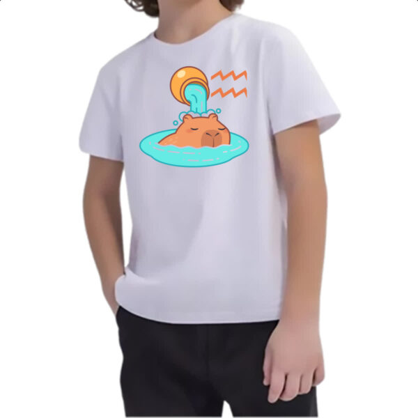 Camiseta Infanto Juvenil Signo Capivara Aquario - Imagem 2