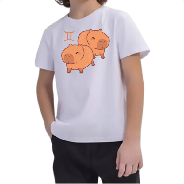 Camiseta Infanto Juvenil Signo Capivara Gemeos - Imagem 2