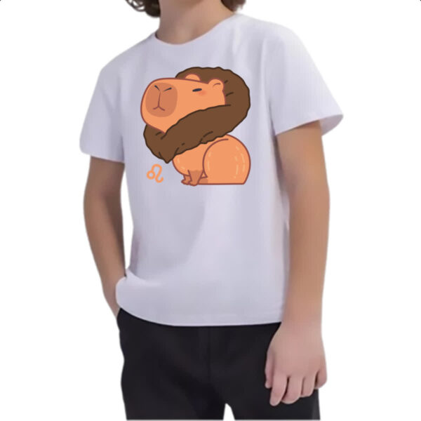 Camiseta Infanto Juvenil Signo Capivara Leao - Imagem 2