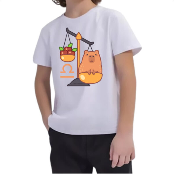 Camiseta Infanto Juvenil Signo Capivara Libra - Imagem 2