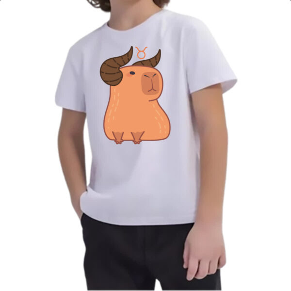 Camiseta Infanto Juvenil Signo Capivara Touro - Imagem 2