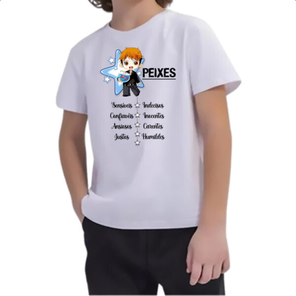 Camiseta Infanto Juvenil Signo Cute Peixes - Imagem 2