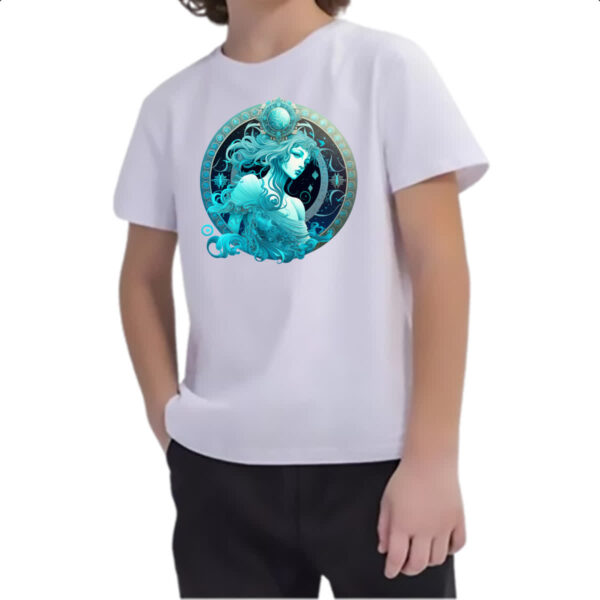 Camiseta Infanto Juvenil Signo de Aquario placa de luxo - Imagem 2