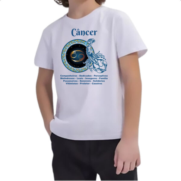 Camiseta Infanto Juvenil Signo de Cancer adjetivos - Imagem 2