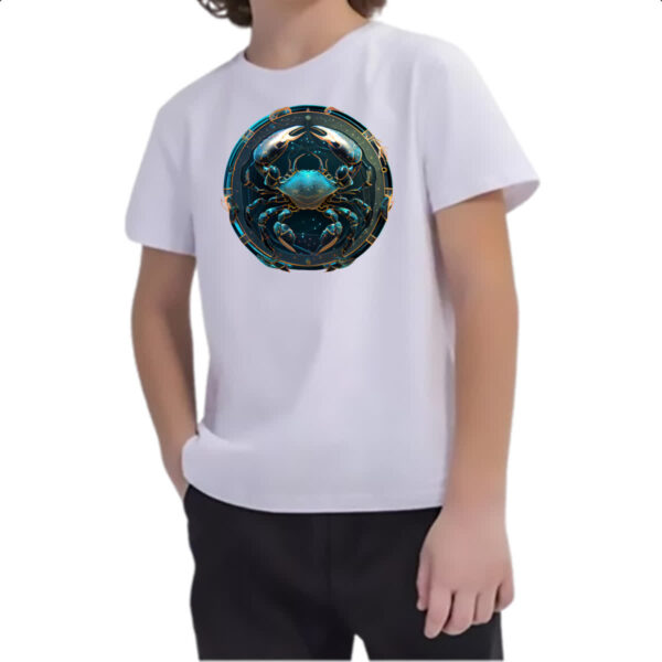 Camiseta Infanto Juvenil Signo de Cancer placa de luxo - Imagem 2