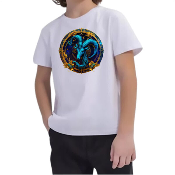 Camiseta Infanto Juvenil Signo de Capricornio placa de luxo - Imagem 2