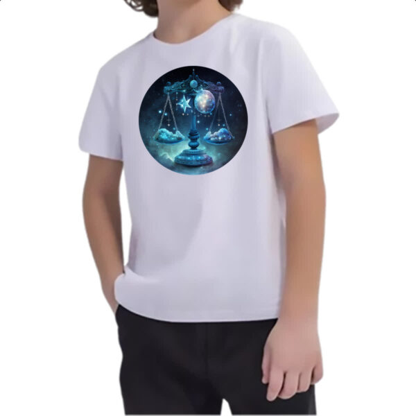 Camiseta Infanto Juvenil Signo de Libra placa de luxo - Imagem 2