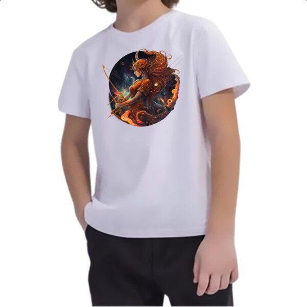 Camiseta Infanto Juvenil Signo de Sagitario placa de luxo - Imagem 2