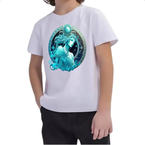 Camiseta Infanto Juvenil Signo de aquario logo de luxo - Imagem 2