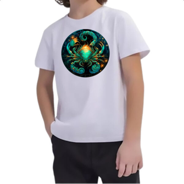 Camiseta Infanto Juvenil Signo de cancer logo de luxo - Imagem 2