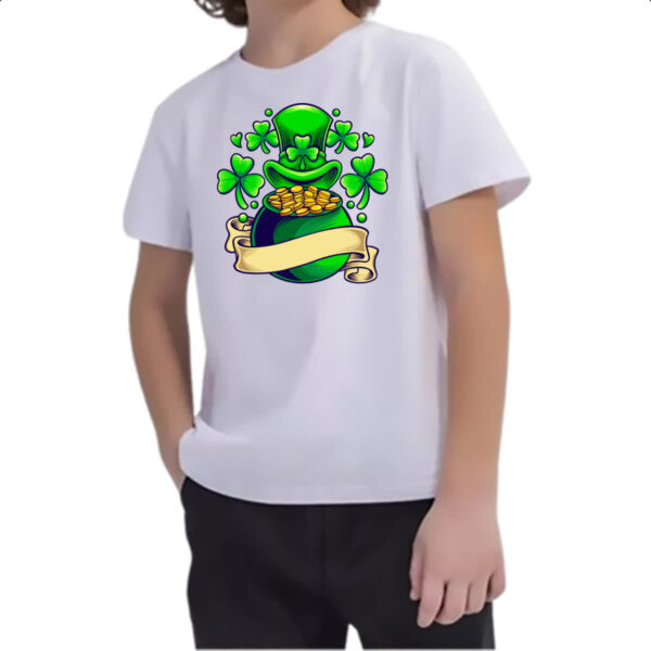Camiseta Infanto Juvenil ST Patricks Day pote de ouro - Imagem 2