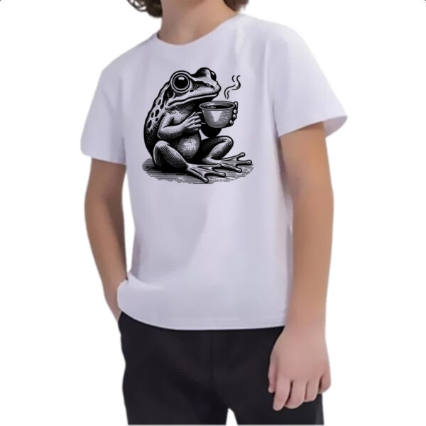 Camiseta Infanto Juvenil Sapo tomando cafe - Imagem 2