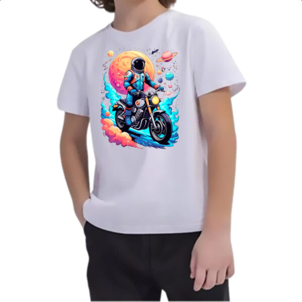 Camiseta Infanto Juvenil Astronauta Motoqueiro - Imagem 2