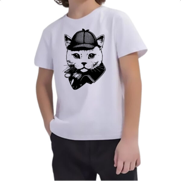 Camiseta Infanto Juvenil Sherlock Gato - Imagem 2