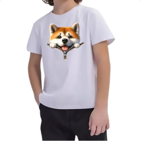 Camiseta Infanto Juvenil Shiba Inu no Ziper - Imagem 2