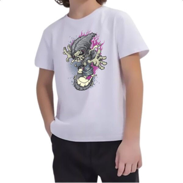 Camiseta Infanto Juvenil Skull skate - Imagem 2