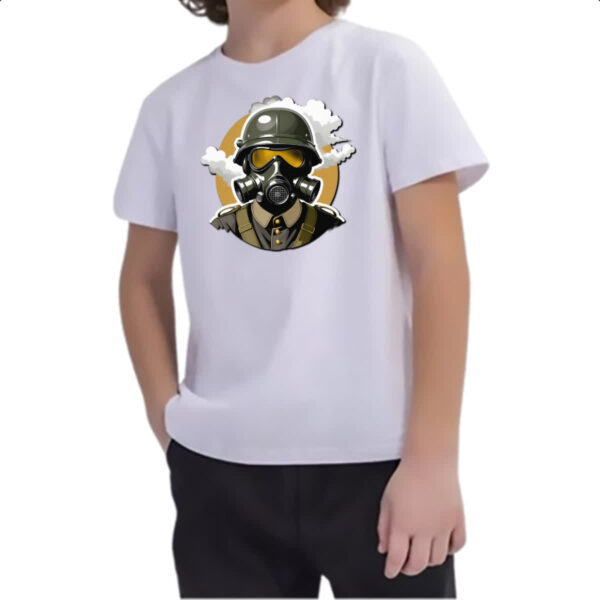 Camiseta Infanto Juvenil Soldado alemao mascara de gas - Imagem 2