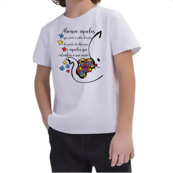 Camiseta Infanto Juvenil Autismo Abencoe janela da diferenca - Imagem 2