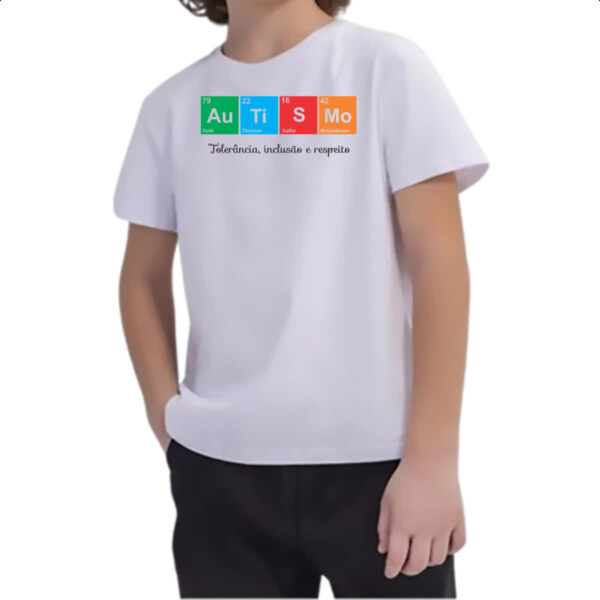 Camiseta Infanto Juvenil Autismo tabela periodica - Imagem 2