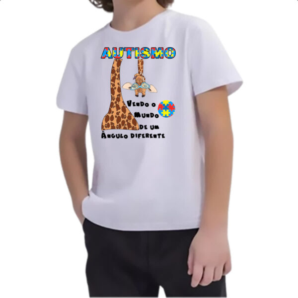 Camiseta Infanto Juvenil Autismo vendo o mundo de um angulo diferente - Imagem 2