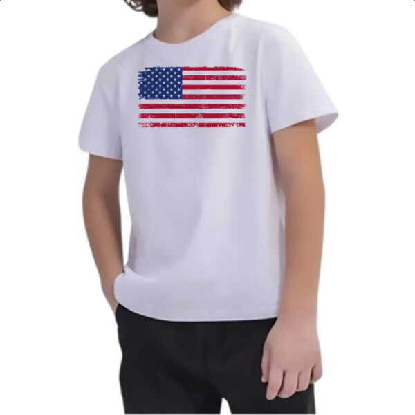Camiseta Infanto Juvenil Bandeira USA Grunge Vintage - Imagem 2