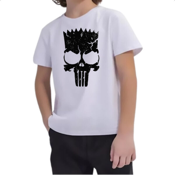 Camiseta Infanto Juvenil Bart Punisher Justiceiro Simbolo - Imagem 2
