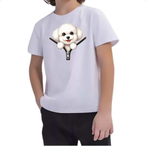 Camiseta Infanto Juvenil Bichon Frise no Ziper - Imagem 2