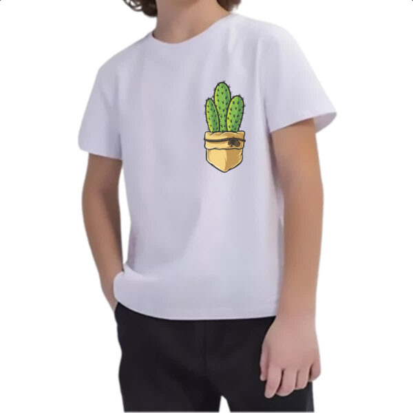 Camiseta Infanto Juvenil Bolso com cacto e laco - Imagem 2