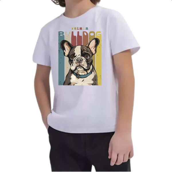 Camiseta Infanto Juvenil Buldogue Frances retro vintage - Imagem 2