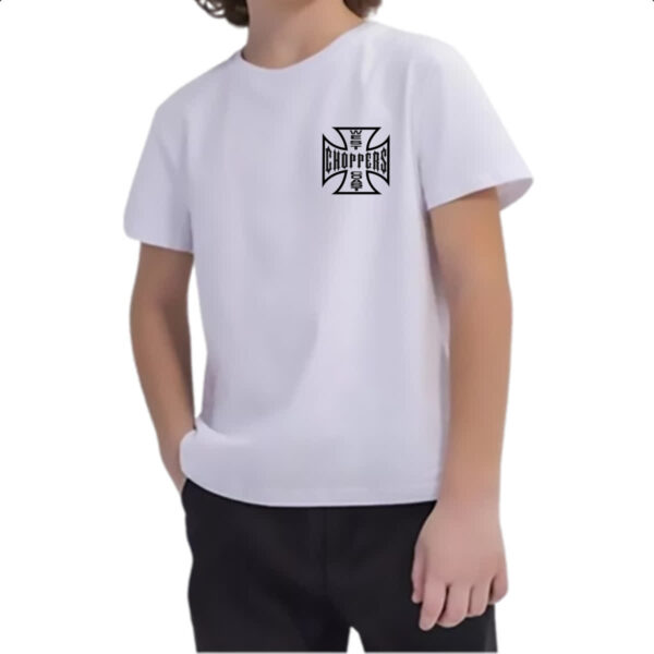 Camiseta Infanto Juvenil West coast chopper cruz vazada brasao - Imagem 2