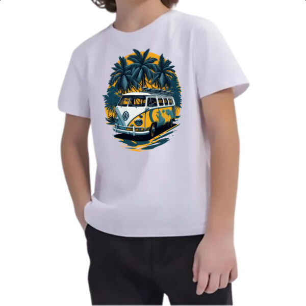 Camiseta Infanto Juvenil Kombi Amarela Sunset - Imagem 2