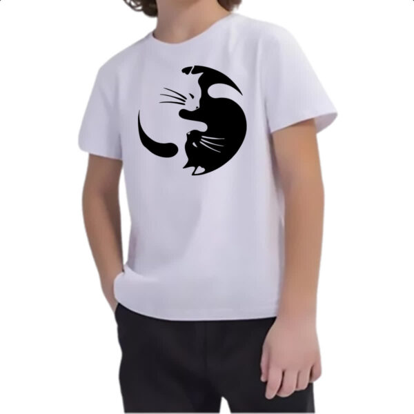 Camiseta Infanto Juvenil Yin e Yang Cats - Imagem 2