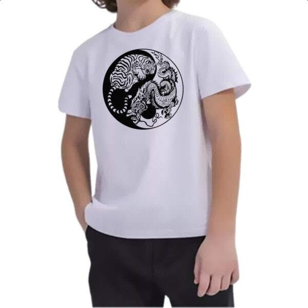 Camiseta Infanto Juvenil Yin e Yang Dragao e Tigre - Imagem 2