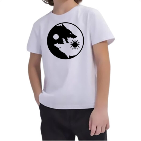 Camiseta Infanto Juvenil Yin e Yang Lobos - Imagem 2