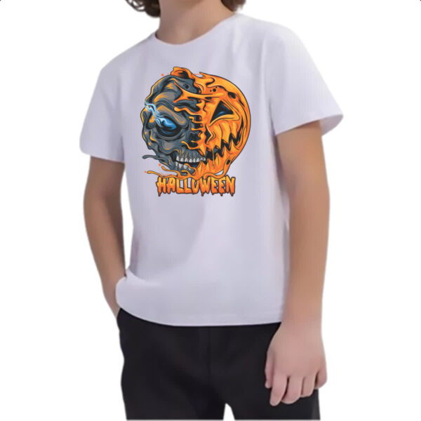 Camiseta Infanto Juvenil Halloween Pumpkin Mascara rasgada - Imagem 2
